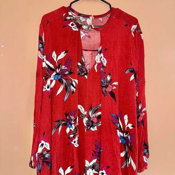 Free People Women's People Tree Swing Tunic - Red Floral - S - Picture 7 of 9